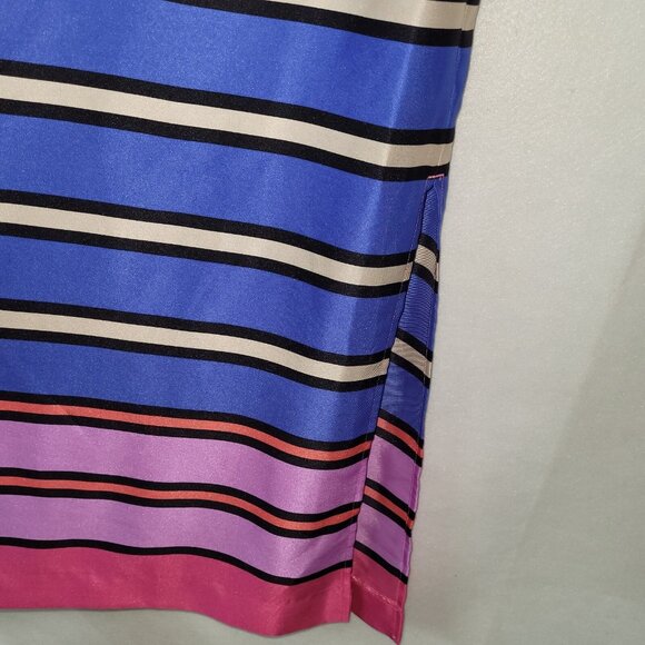 Ann Taylor Multicolor Stripe Maxi Dress Womens‎ XS Lined Silk Feel Side Slits - Picture 3 of 12